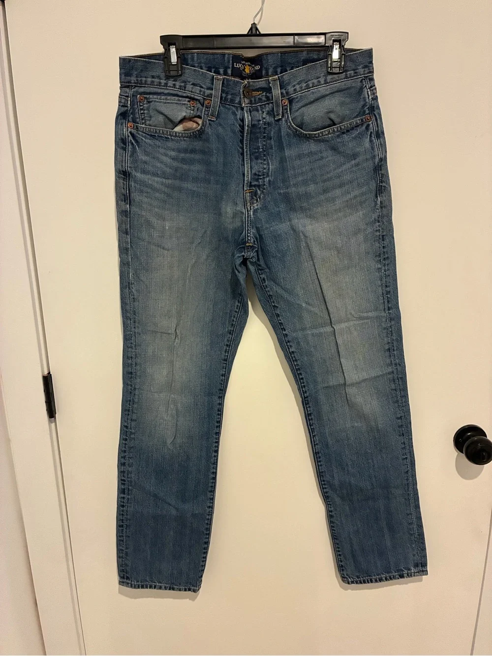 Lucky Brand Blue Denim Jeans with Leather Patch